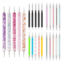 5Pcs Set UV Gel Painting Nail Art Dotting Pen Acrylic Handle Rhinestone Crystal 2 Way Brush Salon Decoration Manicure Tools Kit