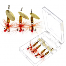 Rotating Spoon Lure Fishing Treble Hook Spinner Bait Artificial Lures 4 Pieces Case
