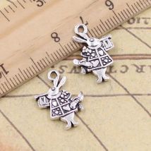 25pcs Charms trumpet rabbit 21x15mm Tibetan Bronze Silver Color Pendants Antique Jewelry Making DIY Handmade Craft for Bracelet