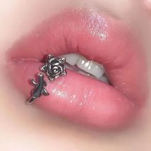 1pc Stainless Steel Rose Flower Lip Ring Vintage C Shape Labret Piercing Ear Bone Stud Silver Color Cartilage Body Jewelry Gifts