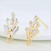 14*7 MM 14K Gold Color Brass with Zircon Stud Earrings High Quality Diy Accessories Jewelry Recognitions