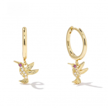 CANNER Exquisite 925 Sterling Silver Hummingbird Pendant Dangle Piercing Huggie Drop Earrings for Women Fine Jewelry Pendientes