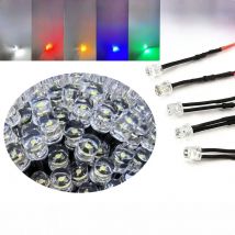 20-1000pcs 3mm 5mm Flat Top LED Pre-wired water clear DC12V Red Green Blue white RGB UV light-emitting diode with Plastic Holder