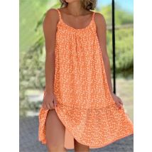 New Summer Women's Short Skirt Fashionable Dazzling Floral Print Sexy Sleeveless Strap U Neck Short Dress