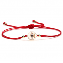 Sparkling Cubic Zirconia Copper Evil Eye Lash Charm Bracelet Women Girl Elegant Cute Round Brass CZ Red String Lovely Jewelry