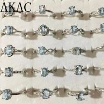 5rings/set 10rings AKAC approx5*7mm natural topaz white copper adjustable ring for women men send randomly wholesale