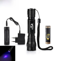 Portable WF-501B UV-Ultraviolet Led Flashlight Flash Light 18650 Tactical Torch Hunting Lamp 1 Mode 18650 battery + charger