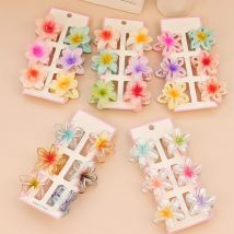 1set/lot 6 pieces of small hibiscus hair clip with gradient color, seaside vacation hair bun magic tool.