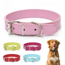 Solid Color Leather Dog Collar Colorful Cat Necklace Adjustable Puppy Neck Strap Suitable For Medium And Small Dogs Pet Supplies