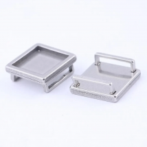 10pcs Fit 12mm 20mm Square Slider Cabochon Spacer Base Setting Trays Stainless Steel Leather Bracelet Connector Bezel Blanks