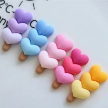 5Pcs Gradient Color Love Heart 3D Resin Planar Resin Flatback Cabochon Crafts Supplies Jewelry Hair Accessories Party Decor