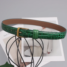 Luxury Alligator Pattern Cow leather Green Waist Belts For Women 2022 Designer Women Casual Jeans Strap Belt Cowhide Waistbands