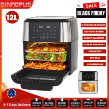 12L Frytkownica Beztłuszczowa z Mini Piekarnikiem – Wielofunkcyjne Inteligentne Urządzenie z Szklanym Okienkiem, Frytkownica Bez Oleju ze Sterowaniem Dotykowym LED