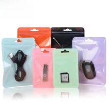 100PCS Clear Plastic Window Ziplock Bag DIY Matcha Sugar Jewelry Ornaments USB Toys Phone Cell Candy Hanging Packaging Pouches