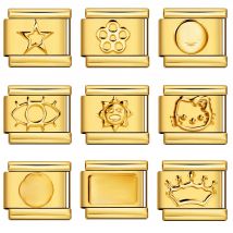 Fashion Golden Italian Charm Fit 9mm Stainless Steel Links Bracelet Women Jewelry Diy Crafting Accessories Unique Styles YDLG001