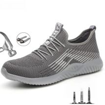 Men's Safety Work Shoes Steel Toe Cap Boots Lightweight Non-slip Puncture-Proof Construction Work Sneakers Breathable Shoes Male