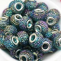 10 Pcs 45 Color Large Hole Resin 3D Crystal Murano Spacer European Beads Fit Bracelet Bangle Women for Jewelry Making