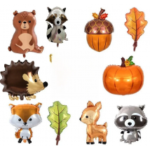 Woodland Animals Birthday Decoraiton Balloon Fox Hedgehog Raccoon Deer Bear Helium Foil Balloons Forest Theme Party Decor