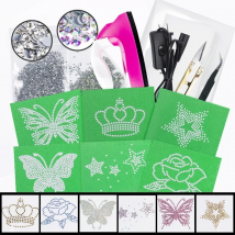 AAAA Hot fix Rhinestone Stencil Hot Fix Rhinestone Motif Template Heat Press Transfer Sticker Paper Cardboard Mold Craft Tool