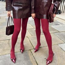 Kave Halloween Christmas Party Tights Women's 80 Denier Soft Opaque Tights 2024 High Waist Solid Color Footed Pantyhose 2024