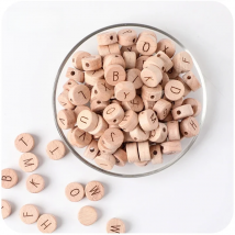 Bopoobo 10pc Wooden English Alphabet Beads Letter BPA Free Food Grade Material For DIY Baby Teething Necklace Baby Teether Beads