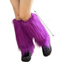 Women Girls Soft Warm Furry Leg Covers Winter Fashion Ensembles Punk Thick Fuzzy Leg Warmers 40cm