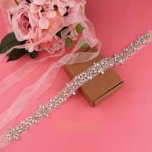 Crystal bridal belt with ribbons, handmade silver wedding belt, cookie patient belt for wedding evening dresses