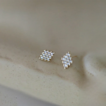 INZATT Real 925 Sterling Silver Zircon Square 14K Gold Stud Earrings For Women Punk Fine Jewelry Accessories Drop Shipping