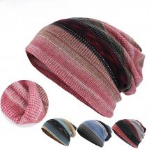 LOVINGSHA Autumn Winter Dual-use Women Hats For Ladies Skullies Beanies Stripe Design Thin Girl Fashion Feminino Scarf HT186