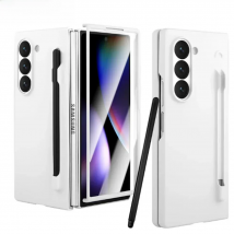 For Samsung Galaxy Z Fold 5 6 7 Case S Pen and S Pen Holder Matte Solid Color For Galaxy Z Fold6 7 Slim Screen Protector Cover