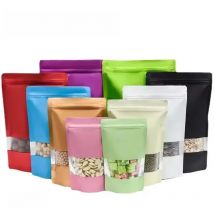 100pcs Custom Silver Gold Clear Nut Snack Popcorn Stand Up Aluminum Foil Zip Lock Pouch Resealable Heat Seal Plastic Window Bag