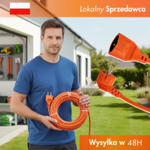 Przedłużacz Ogrodowy Elektryczny 30/50m Kabel 2x1.5mm Pomarańczowy IP44 Do Kosiarki Podkaszarki Piły Pilarki Oświetlenia