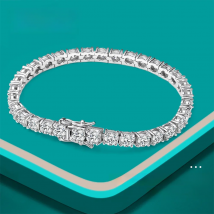 KNOBSPIN D VVS1 Moissanite Tennis Bracelet Original s925 Sterling Silver Plated 18k White Gold with GRA Bracelets for Women Man