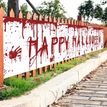 Happy Halloween Banner Pipistrello insanguinato Zucca Fantasma Stampa Sfondo per feste Banner appeso