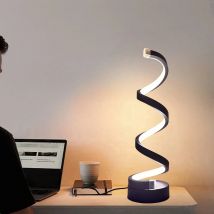 1pcs bedroom bedside lamp - 3-way dimmable touch light USB power supply, modern simple dimmable spiral bedside lamp