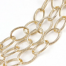 Big Aluminum Gold O Shape Textured Cable Curb Chains Bulk Fit Bracelets Open Link Chain DIY Jewelry Making 1.3x2.2x12x15.2mm