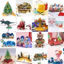 New Original 3D Pop UP Santa Cards Marry Christmas Greeting Card Party Invitations Gifts New Year Gift Card Anniversary Postcard