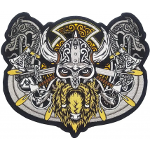 Viking Warrior of Odin Large Embroidered Back Patch for Motorcycle Jacket & Biker Vest Iron on Patches for Clothes Punk Applique