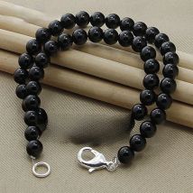 Unisex Black Pearl And Agate Necklace with Lobster Clasp 45cm Adjustable Length Pendant Compatible Elegant Jewelry Accessory