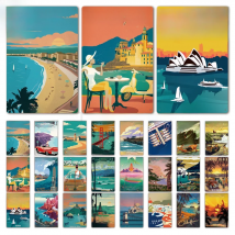 Putuo Decor Travel Tin Sign Plaque Metal Plate Vintage Wall Art Poster for Home Living Room Beach House Iron Painting