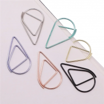 Modeling Paper Clips Metal Material Water Drop Shape Golden Silver Black Colored Bookmark Memo Clips 50 Pcs / Lot 2.5 * 1.5cm
