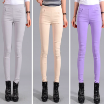 Woman Stretch Color  Pants Girl High Stretchy Spring Pencil Trousers Straight Comfort Japan Good Stretch Skinny Fit ouc305a