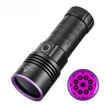 High Power 9LED UV Flashlight 180W 365nm Ultraviolet Black Mirror Purple Light Pet Urine Tinea Ore Ink Dryer Fluorescer Detector