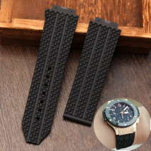 For Hublot strap BIG BANG authentic Watchband stainless buckle free tool New Black Silicone Men Rubber watchband25*19 two style