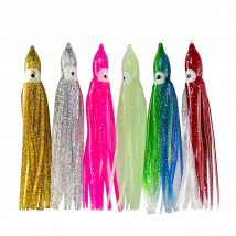 30Pcs Trolling Squid Skirts 6cm 8cm 10cm 12cm 15cm 16cm, 2.5" 3" 4" 5" 6" 7" Soft Octopus Lures, Hoochie Fishing Baits,Tuna Tail