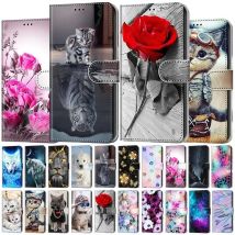 Wallet Book Stand Case For Funda Samsung Galaxy S24 FE Case on for Coque Samsung S24 FE S 24 Ultra s24 Plus Animal Painted Cover