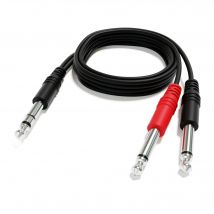 ExcelValley - Stereo to Mono Splitter Cable - 1/4" TRS to 2 x 1/4" TS - Professional Audio Adapter for Headphones, Microphones
