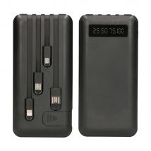 Power Bank 20000mAh Cavi Integrati e Display LED con Mini Supporto per Smartphone Batteria Esterna con Luce Integrata
