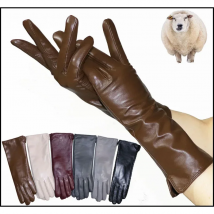 Leather Gloves Women's Sheepskin Mid-length Plus Velvet Thickened Winter Warmth Color Touch screen Authentic 2025 New style