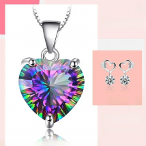 Jellystory Fashion 925 Sterling Silver Necklace with Heart-shaped Topaz Gemstone Pendant for Women Wedding Party Gift Jewellery